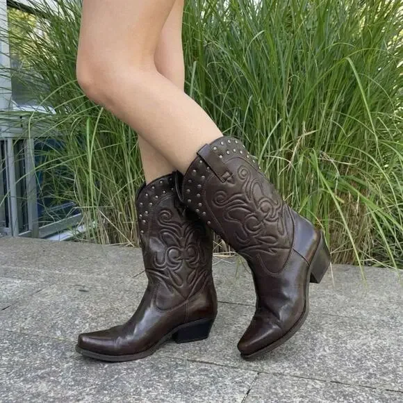 Genuine Leather Biker Racer Boots El Dantes Style Grunge Cyber Y2K - Picture 3 of 5